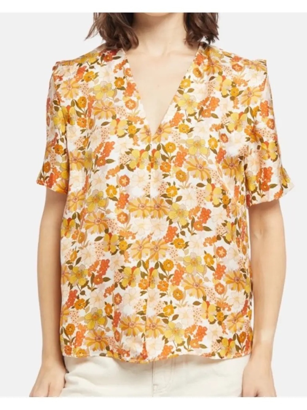 Sandro Paris Flower Silk Blouse size 2